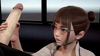 Asian secretary masturbates to boss in office in 3D animation