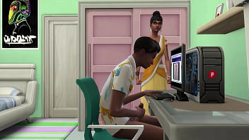 Stepmom discovers stepson pleasuring himself while watching explicit content on computer